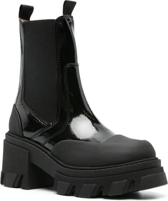 GANNI patent-finish chunky boots Black