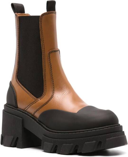 GANNI platform leather Chelsea boots Brown