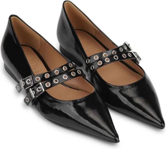 GANNI pointed-toe ballerina shoes Black
