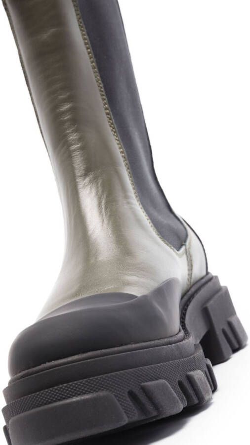 GANNI polished-finish ridged-sole boots Black