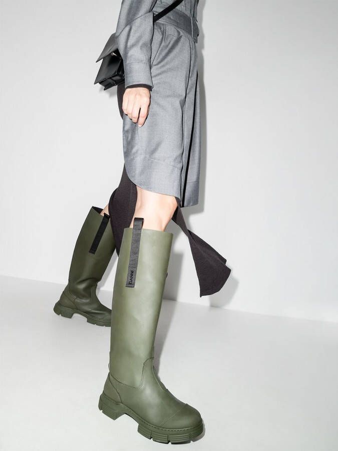 GANNI recycled rubber mid-calf boots Green