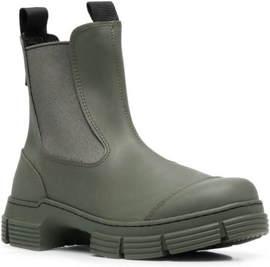 GANNI rubber Chelsea boots Green
