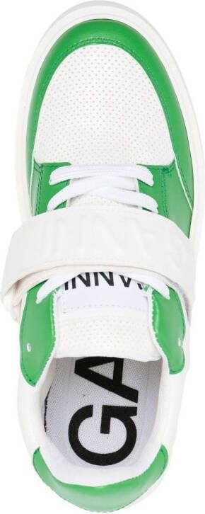 GANNI logo-embossed touch-strap sneakers White