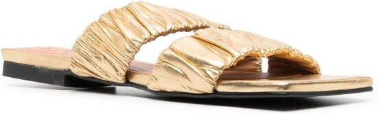 GANNI Smock two-strap sandals Gold