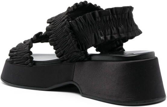 GANNI smocked-strap flatform sandals Black