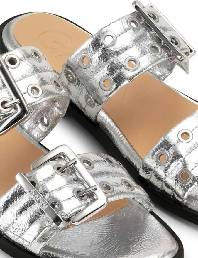 GANNI strap buckle slides Silver