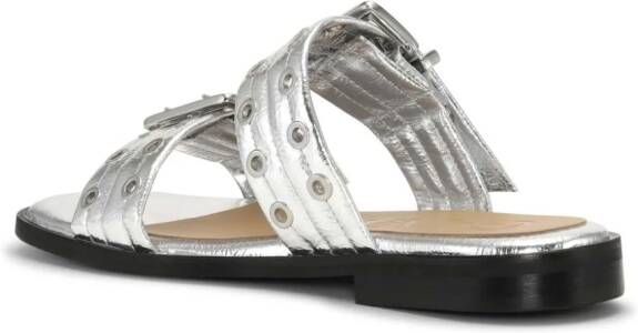 GANNI strap buckle slides Silver