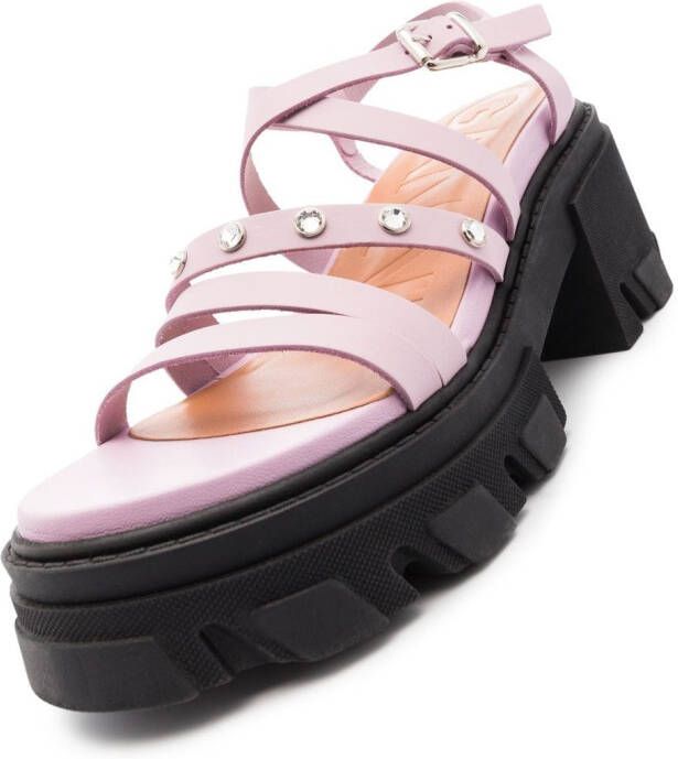 GANNI strap-detail ridged-sole sandals Pink