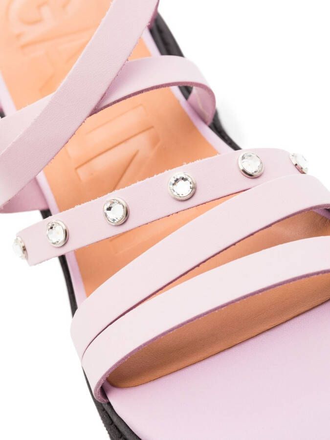 GANNI strap-detail ridged-sole sandals Pink