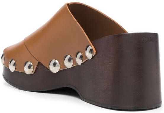 GANNI stud-detail open toe sandals Brown
