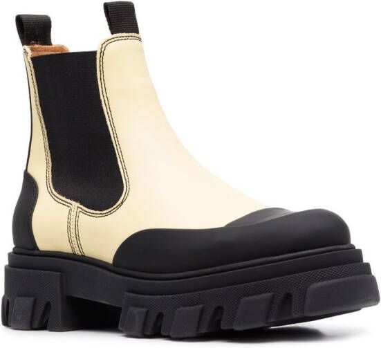 GANNI two-tone leather ankle boots Yellow