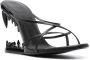Gcds 105mm Morso Thongs leather sandals Black - Thumbnail 2