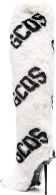 Gcds 110mm faux-fur logo-print boots White