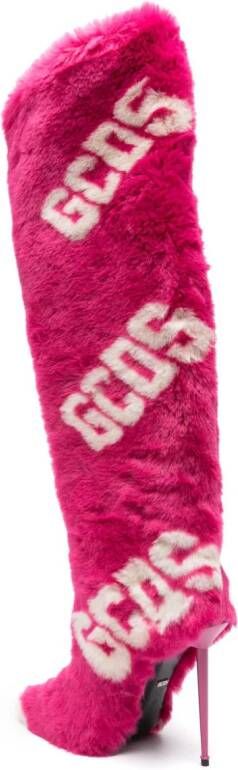 Gcds 110mm logo-print knee-length boots Pink