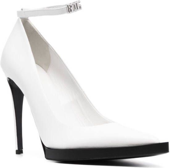 GCDS 110mm pointed leather pumps White