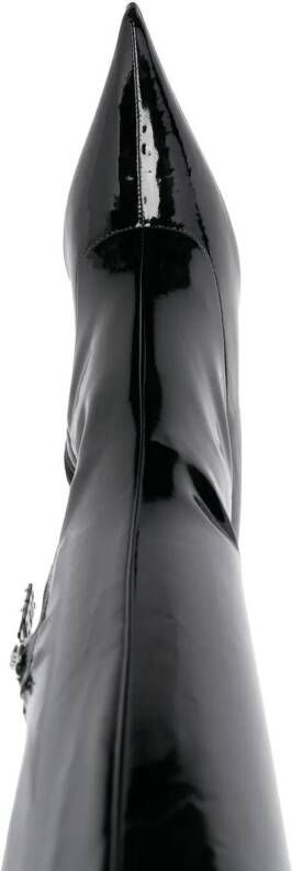 Gcds 110mm pointed-toe patent-finish boots Black
