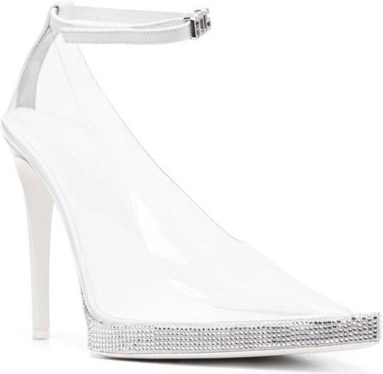 GCDS 125mm crystal-embellished leather pumps White