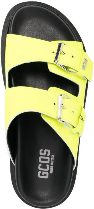 GCDS buckle-strap leather slides Yellow