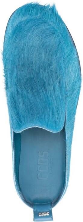 Gcds Cavallino-hair flat mules Blue