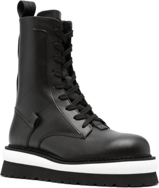 Gcds logo-lettering leather boots Black