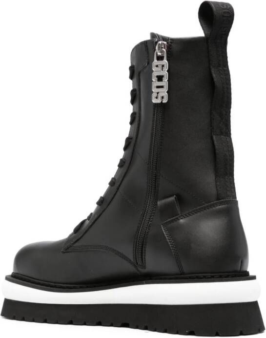 Gcds logo-lettering leather boots Black