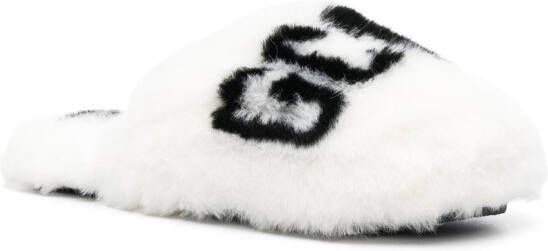 Gcds logo-print faux-fur slippers White