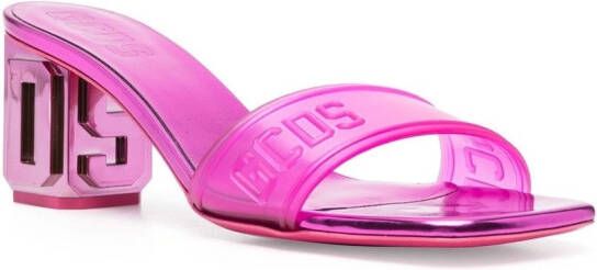GCDS 70mm metallic logo sandals Pink