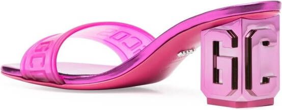 GCDS 70mm metallic logo sandals Pink