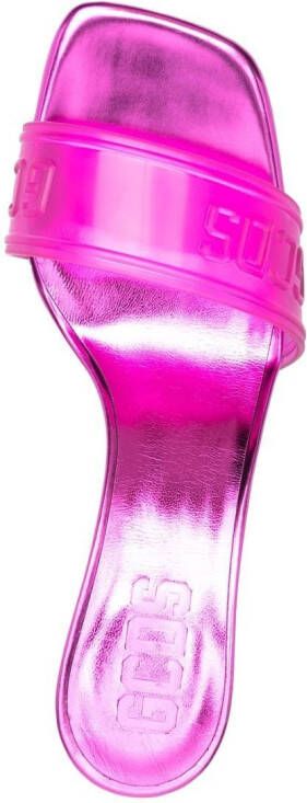 GCDS 70mm metallic logo sandals Pink
