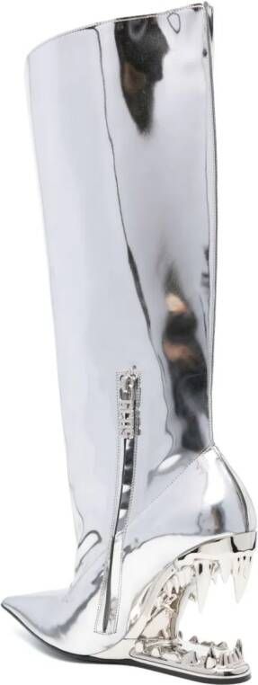 Gcds Morso Mirror 110mm leather boots Silver