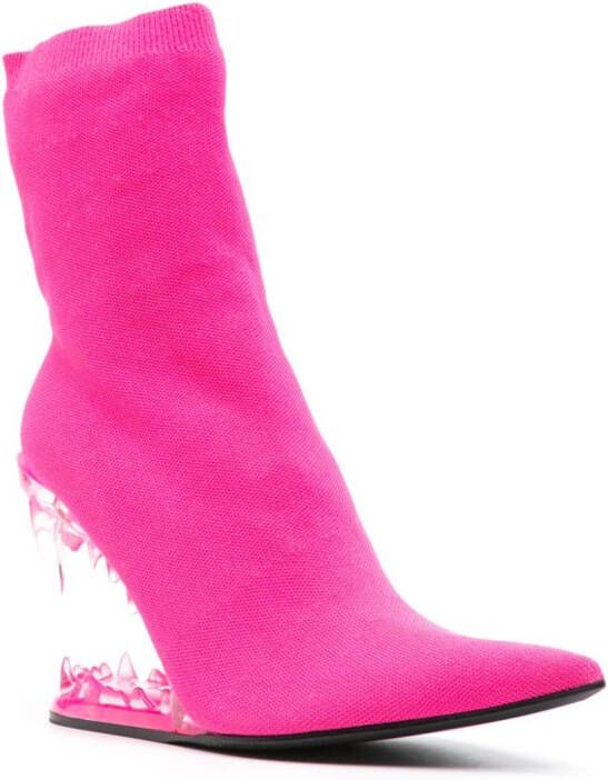 Gcds Morso ribbbed-knit ankle boots Pink