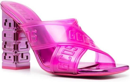 GCDS translucent criss-cross sandals Pink