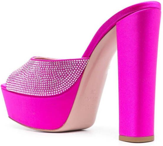 Gedebe 140mm crystal-embellished platform mules Pink