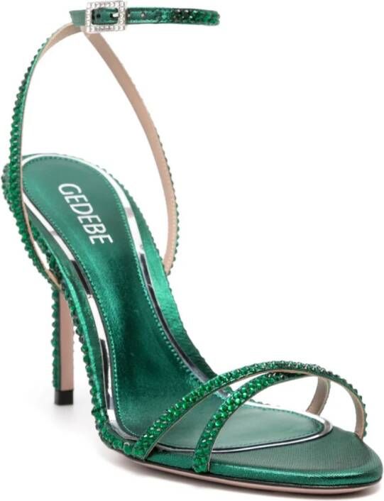 Gedebe Charlize 110mm crystal-embellished sandals Green