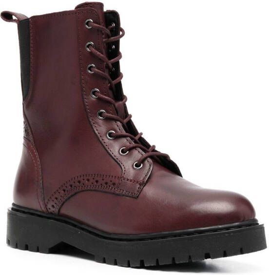 Geox Bleyze leather ankle boots Red
