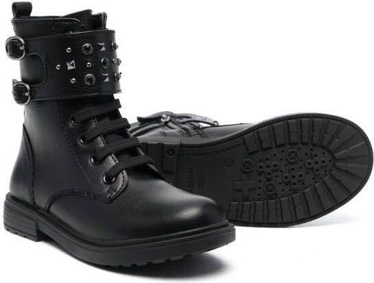 Geox Kids Eclair studded lace-up boots Black