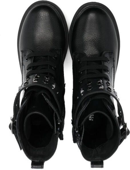Geox Kids Eclair studded lace-up boots Black
