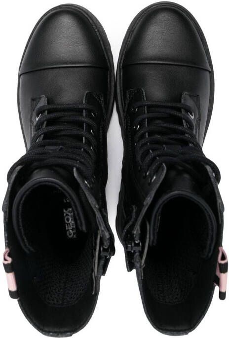 Geox Kids Gillyjaw embellished lace-up boots Black