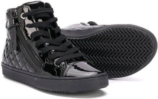 Geox Kids Kalispera patent high top sneakers Black