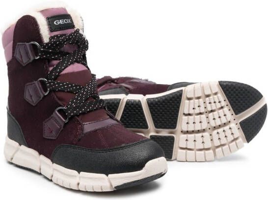 Geox Kids logo lace-up boots Purple