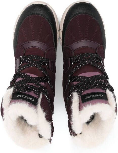 Geox Kids logo lace-up boots Purple
