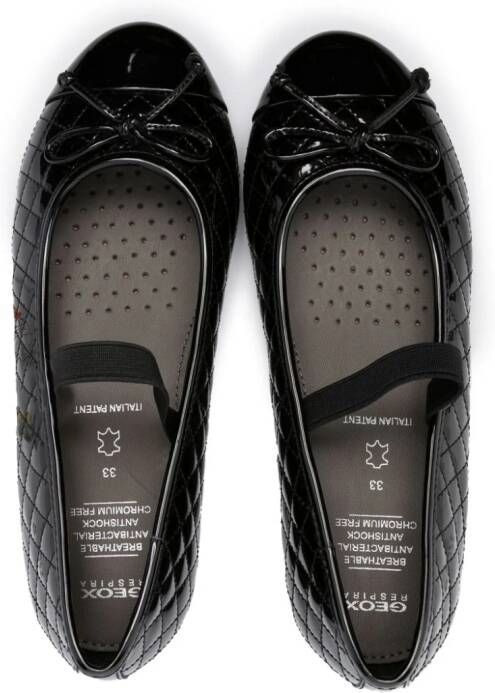 Geox Kids Plie high-shine ballerina shoes Black