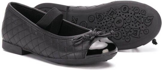 Geox Kids Plié leather ballerina shoes Black
