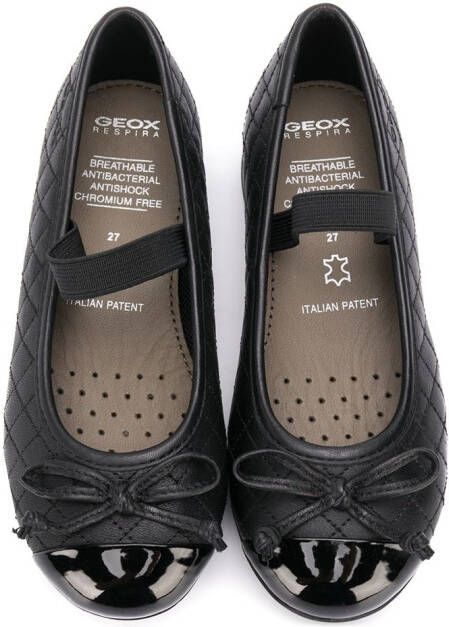 Geox Kids Plié leather ballerina shoes Black