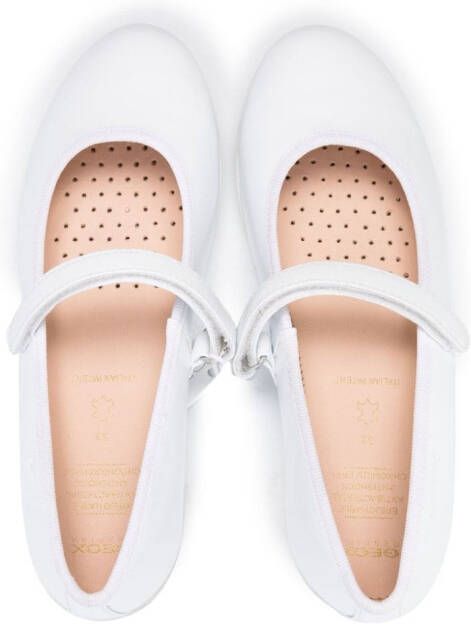 Geox Kids Plie touch-strap ballerina shoes White