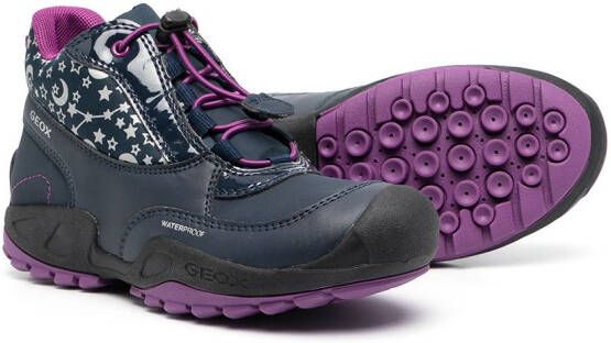 Geox Kids star-print ankle-length boots Blue