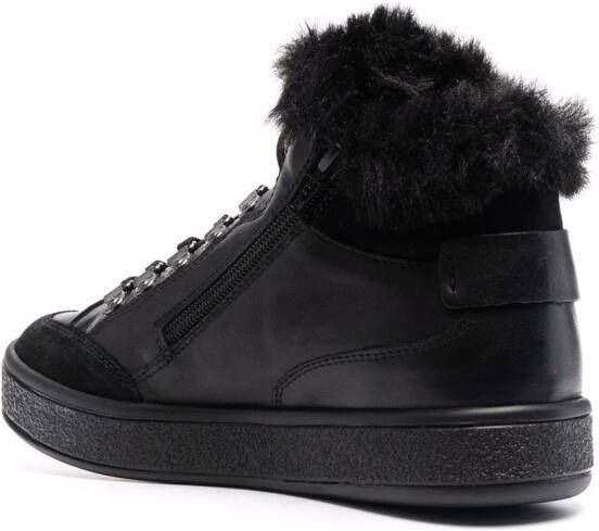 Geox Leelu faux-fur trim sneakers Black