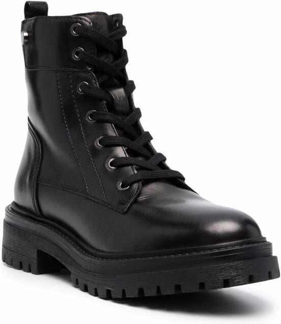 Geox low heel lace-up boots Black
