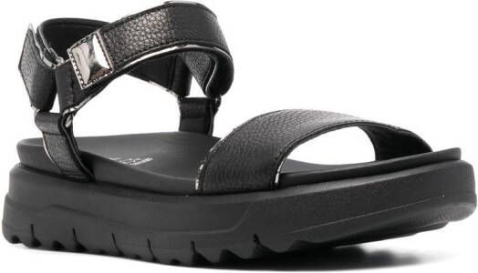 Geox open-toe leather sandals Black