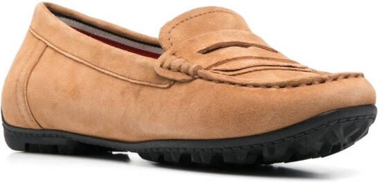 Geox panelled-design suede loafers Brown